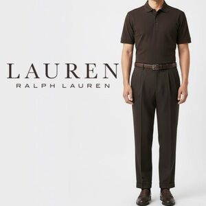 Ralph Lauren Men’s Total Comfort Wool Pleated Dress Pants Chocolate Brown 36x30